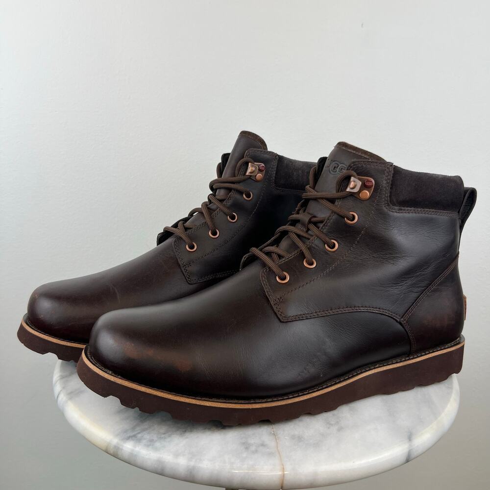 UGG Seton TL Men's Brown Leather Waterproof Lace Up Lined Boots (Sz 14)
